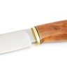 Нож Лесник-2 сталь К340 рукоять латунь, карельская береза янтарная, формованные ножны 