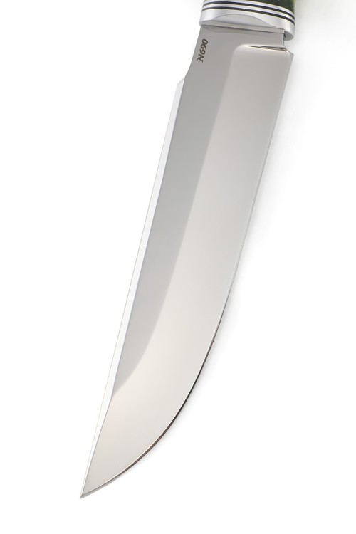 Нож Бурлак сталь N690 рукоять кап клена зеленый 