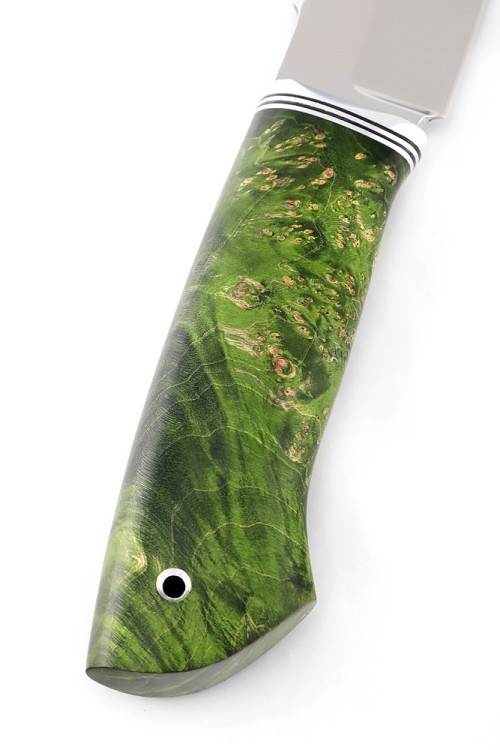 Нож Бурлак сталь N690 рукоять кап клена зеленый 