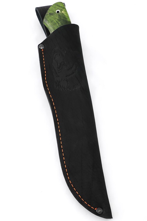 Нож Бурлак сталь N690 рукоять кап клена зеленый 