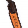 Нож Сафари кованая сталь х12мф рукоять термоциклированный ясень и черный граб формованные ножны 