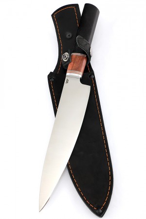 Нож Шеф-повар большой кованая сталь 95х18 бубинга и черный граб 