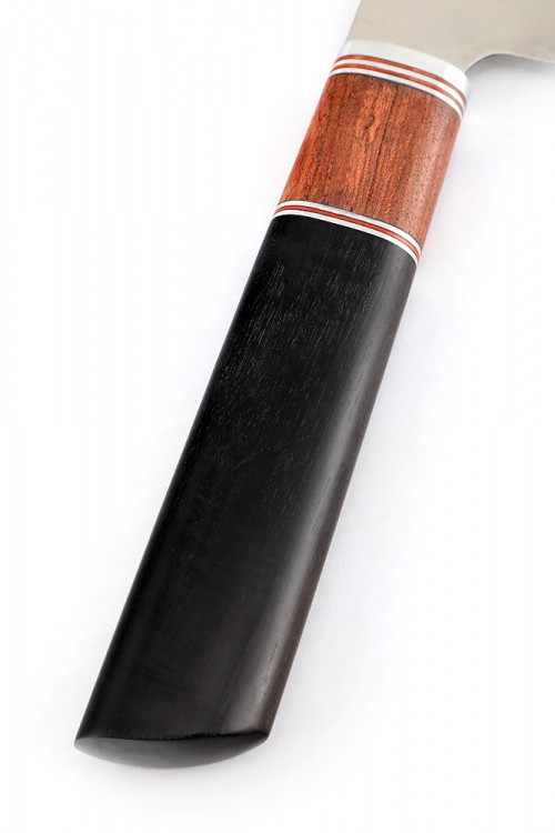 Нож Шеф-повар большой кованая сталь 95х18 рукоять бубинга и черный граб 