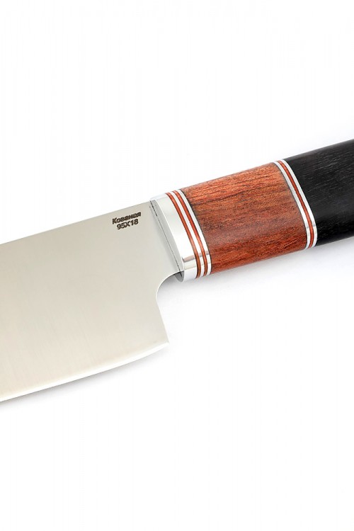 Нож Шеф-повар большой кованая сталь 95х18 рукоять бубинга и черный граб 