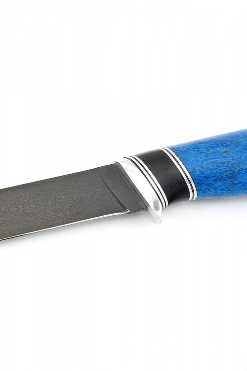 Нож Походный сталь булат рукоять вставка черный граб карельская береза синяя 