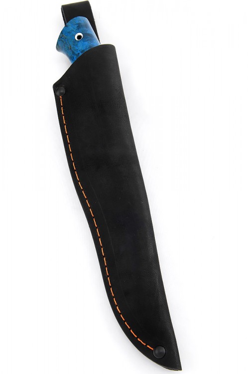 Нож Походный сталь булат рукоять вставка черный граб карельская береза синяя 