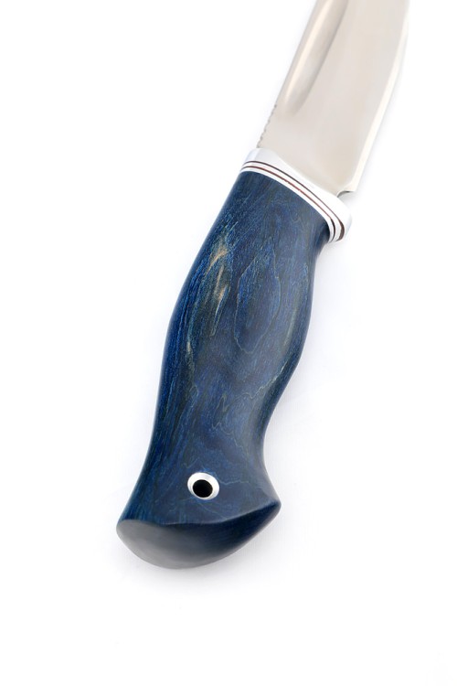 Нож Малыш сталь кованая 95х18 рукоять ясень стабилизированный синий 