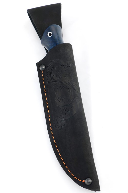 Нож Малыш сталь кованая 95х18 рукоять ясень стабилизированный синий 