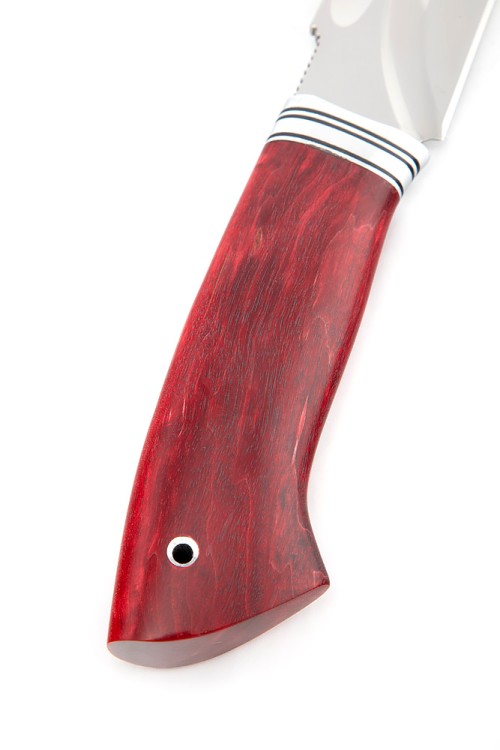 Нож Бурлак сталь кованая Х12МФ долы, рукоять карельская береза красная 