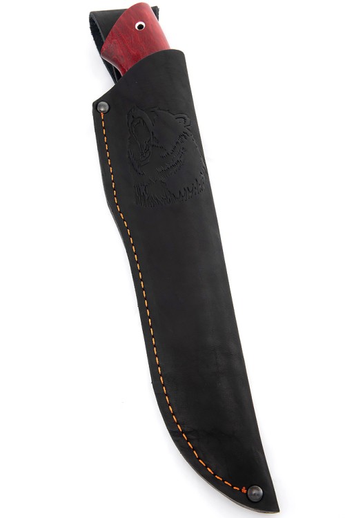 Нож Бурлак сталь кованая Х12МФ долы, рукоять карельская береза красная 