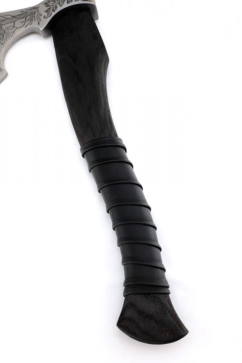 Топор Путник (композитный сплав У10+ХВГ, художественная гравировка, рукоять искусственно состаренный ясень, тонировка, кожа) 