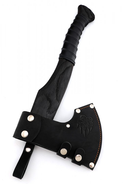 Топор Путник (композитный сплав У10+ХВГ, художественная гравировка, рукоять искусственно состаренный ясень, тонировка, кожа) 