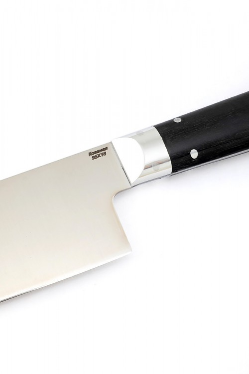 Овощной топорик Накири (95х18 - сатин, рукоять дюраль - чёрный граб) цельнометаллический 