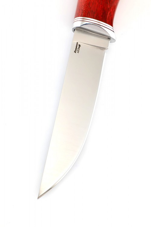 Нож Гарпун сталь кованая х12мф рукоять карельская береза красная 