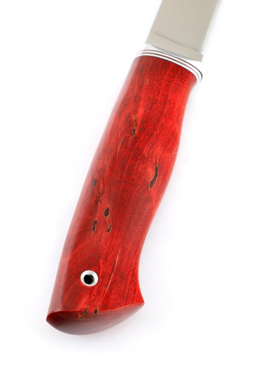 Нож Гарпун сталь кованая х12мф рукоять карельская береза красная 