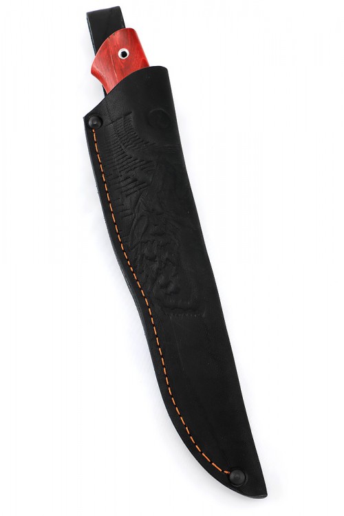 Нож Гарпун сталь кованая х12мф рукоять карельская береза красная 