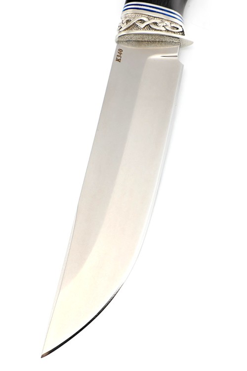 Нож Медведь сталь К340 рукоять мельхиор черный граб 