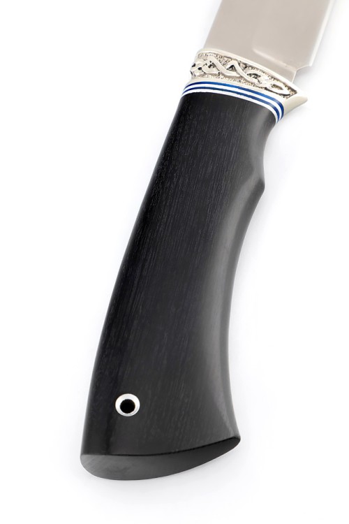 Нож Медведь сталь К340 рукоять мельхиор черный граб 