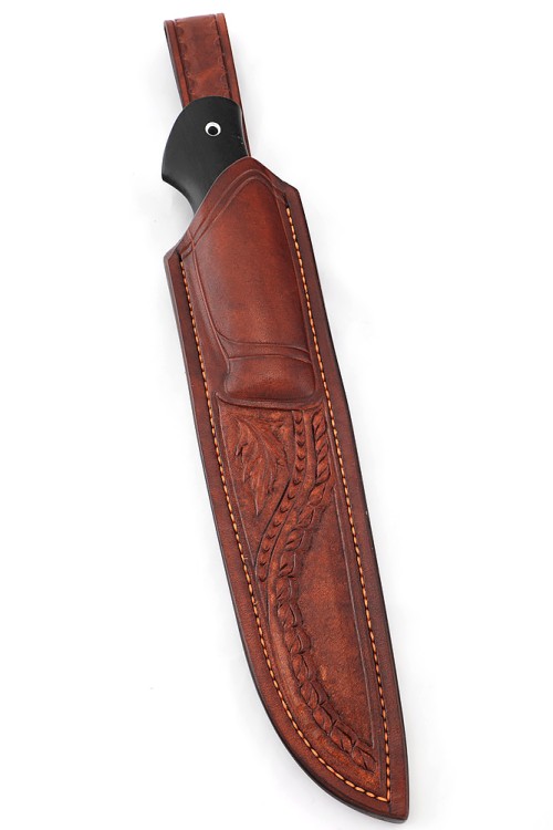 Нож Путник сталь N690 рукоять вставка акрил коричневый, черный граб, ФОРМОВАННЫЕ НОЖНЫ 