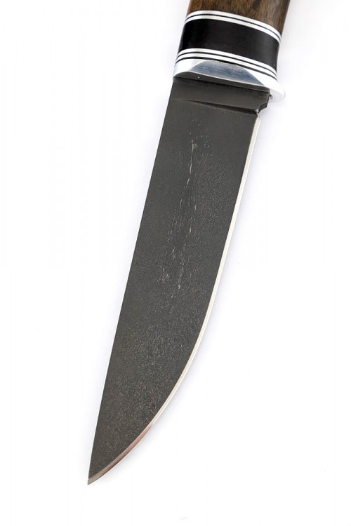 Нож Оскал сталь булат рукоять черный граб карельская береза коричневая 