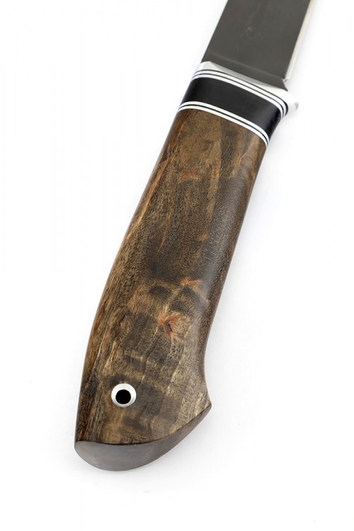 Нож Оскал сталь булат рукоять черный граб карельская береза коричневая 