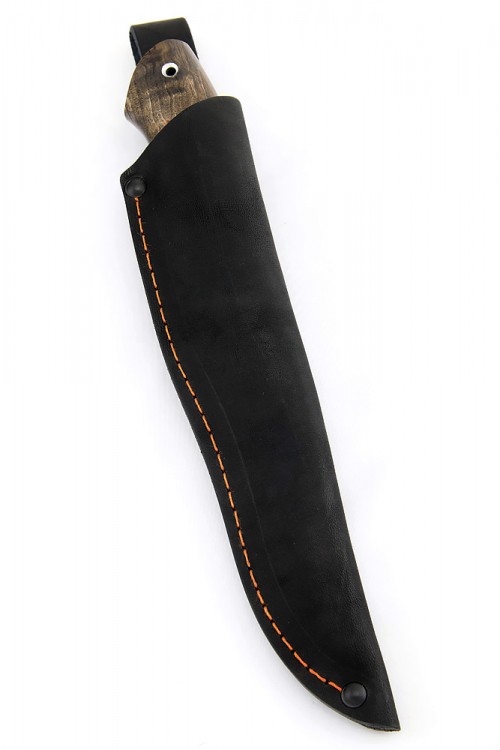 Нож Оскал сталь булат рукоять черный граб карельская береза коричневая 