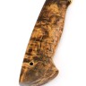 Нож Лесник сталь К340 рукоять мельхиор, карельская береза коричневая, формованные ножны 