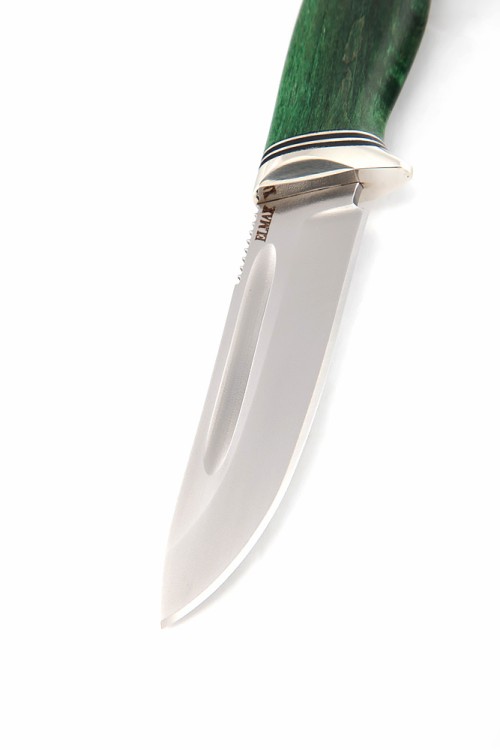 Нож Малыш сталь Elmax рукоять карельская береза зеленая  Нож Малыш сталь Elmax рукоять карельская береза зеленая