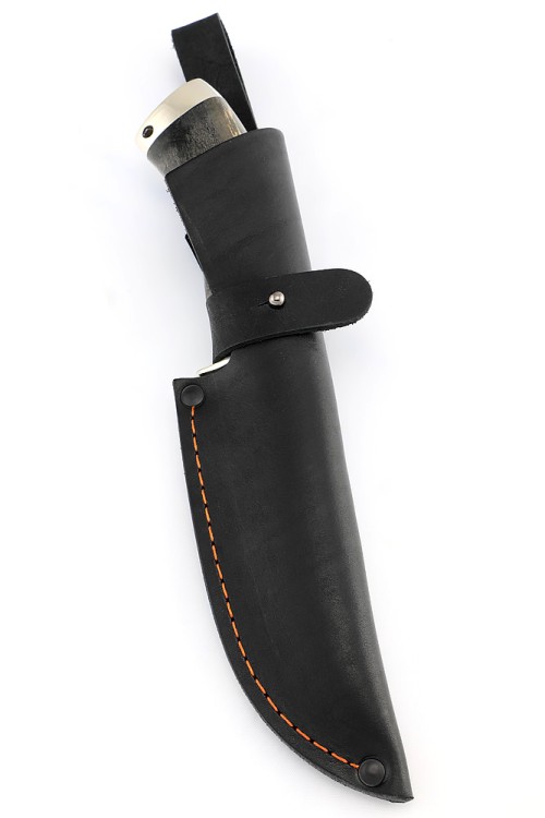 Нож Шкурник сталь Elmax рукоять мельхиор кап клена черный 