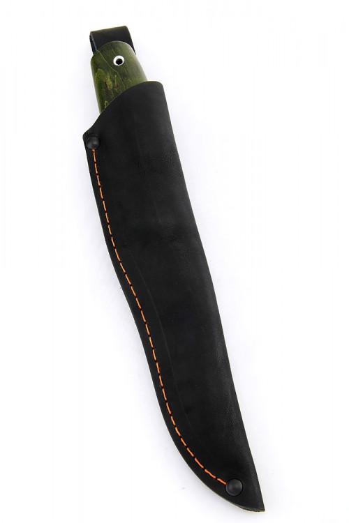 Нож Заяц сталь булат рукоять черный граб карельская береза зеленая 