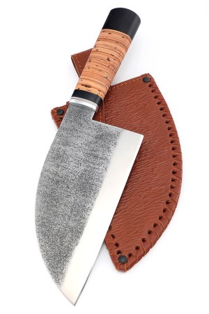Нож Сербский сталь кованая Х12МФ (следы ковки), рукоять береста