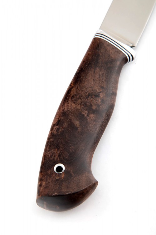 Нож Грибник сталь кованая х12мф рукоять стабилизированая карельская береза коричневая 