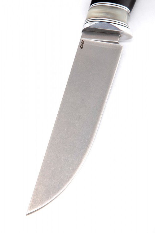 Нож Разделочный сталь К340 рукоять акрил белый черный граб 