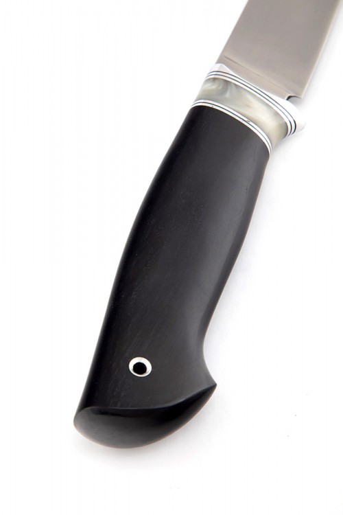 Нож Разделочный сталь К340 рукоять акрил белый черный граб 