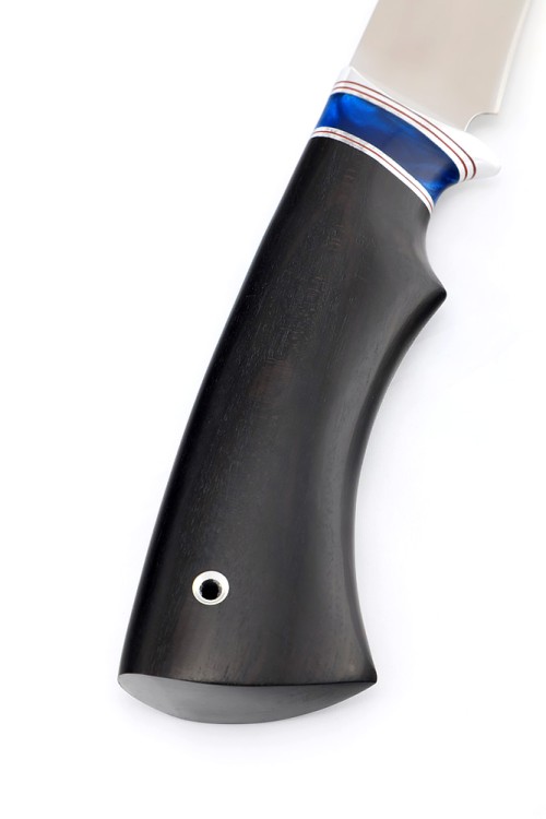 Нож Филейный большой сталь кованая Х12МФ рукоять вставка акрил синий, черный граб 