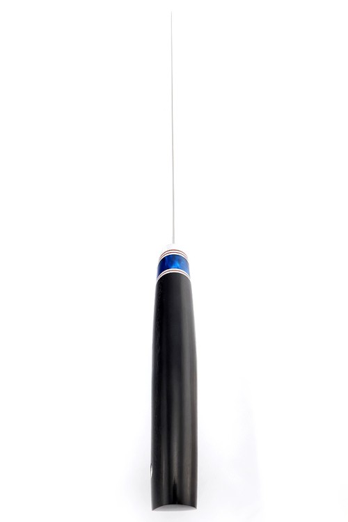 Нож Филейный большой сталь кованая Х12МФ рукоять вставка акрил синий, черный граб 