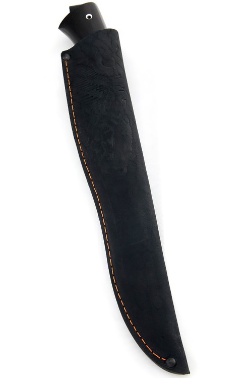 Нож Филейный большой сталь кованая Х12МФ рукоять вставка акрил синий, черный граб 