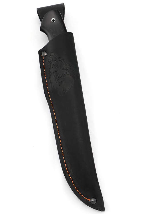 Нож Хантер сталь кованая Х12МФ рукоять вставка акрил красный, черный граб 