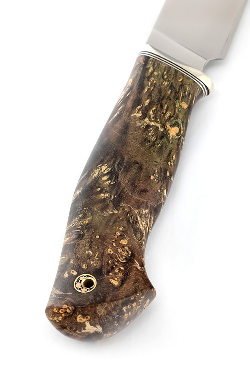 Нож Кабан сталь S390 рукоять кап клена коричневый 