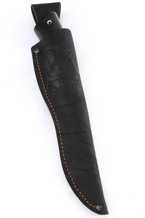 Нож Щучий сталь ХВ5 рукоять вставка карельская береза синяя, черный граб 