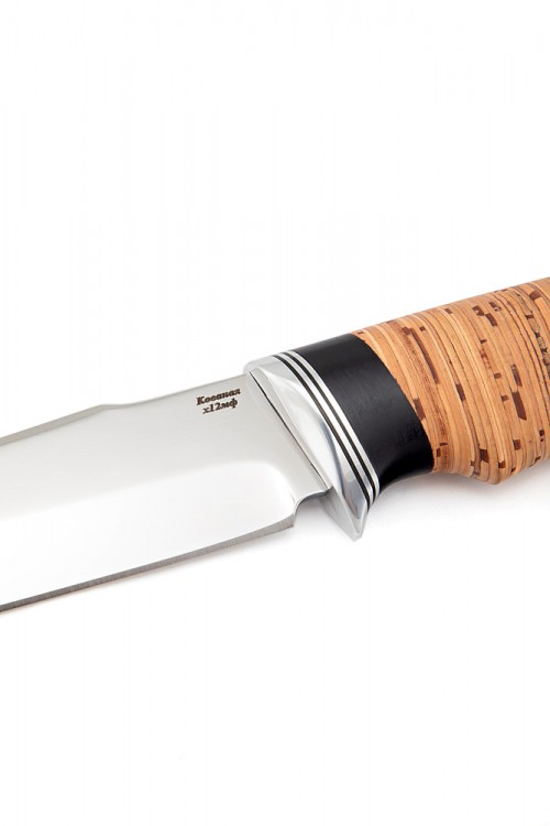 Нож Щучий кованая сталь х12мф рукоять береста 