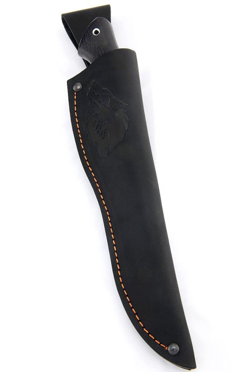 Нож Белуга сталь кованая Х12МФ рукоять вставка акрил красный, черный граб 