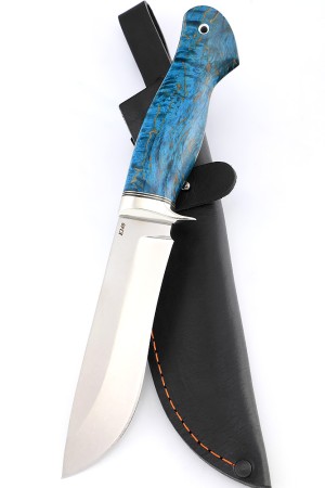 Нож Вятич сталь К340 рукоять мельхиор, карельская береза синяя