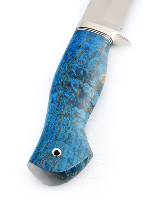 Нож Вятич сталь К340 рукоять мельхиор, карельская береза синяя 