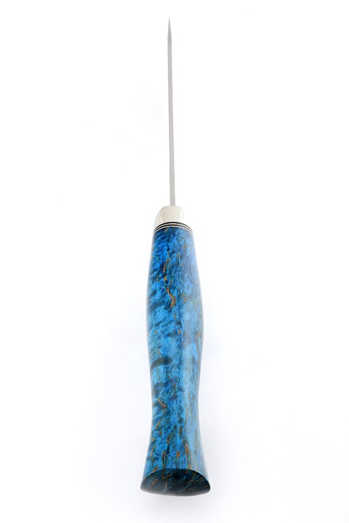 Нож Вятич сталь К340 рукоять мельхиор, карельская береза синяя 