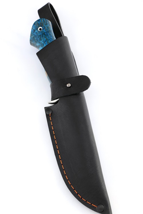 Нож Вятич сталь К340 рукоять мельхиор, карельская береза синяя 