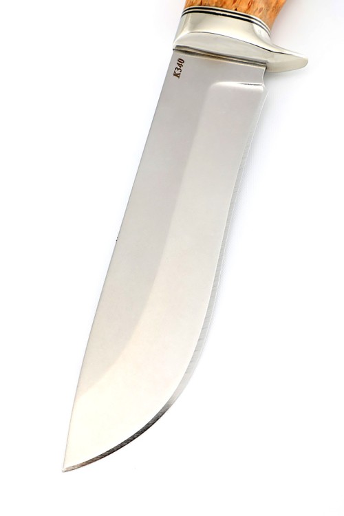 Нож Вятич сталь К340 рукоять мельхиор, карельская береза 