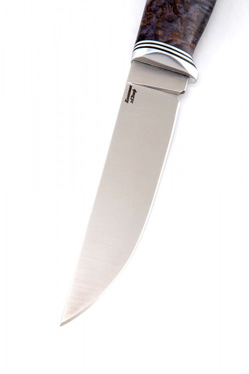 Нож Гарпун сталь кованая х12мф рукоять карельская береза фиолетовая 