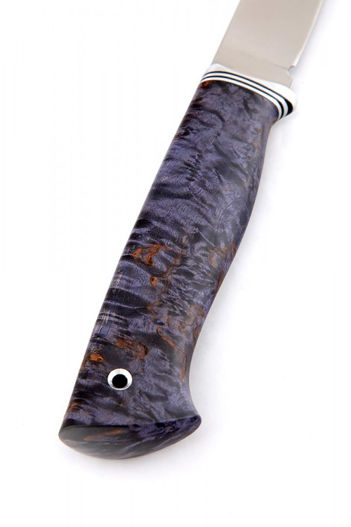 Нож Гарпун сталь кованая х12мф рукоять карельская береза фиолетовая 