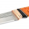 Нож Гризли сталь К340, фигурные долы, бронза черный граб кап клена оранжевый 